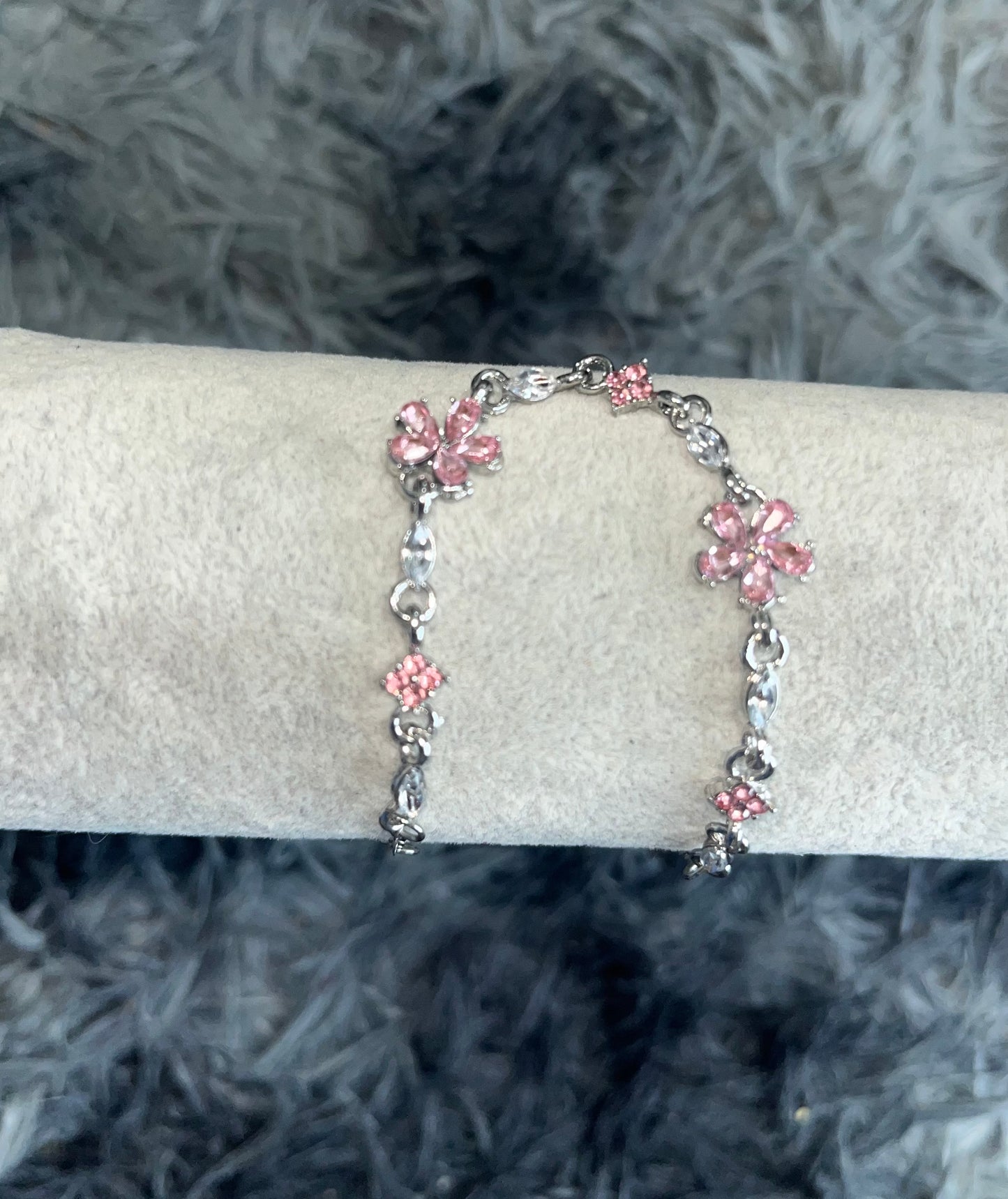 Pink floral bracelet