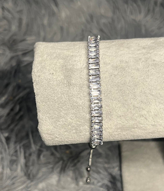 Silver lined adjustable bracelet