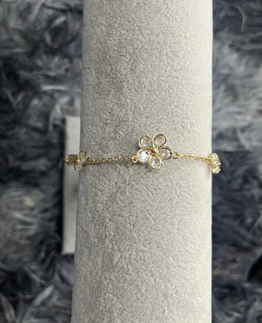 Gold crystal flower zirconia bracelet